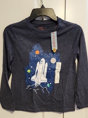 Cat & Jack Navy Space Rocket Graphic Long-Sleeve Tee